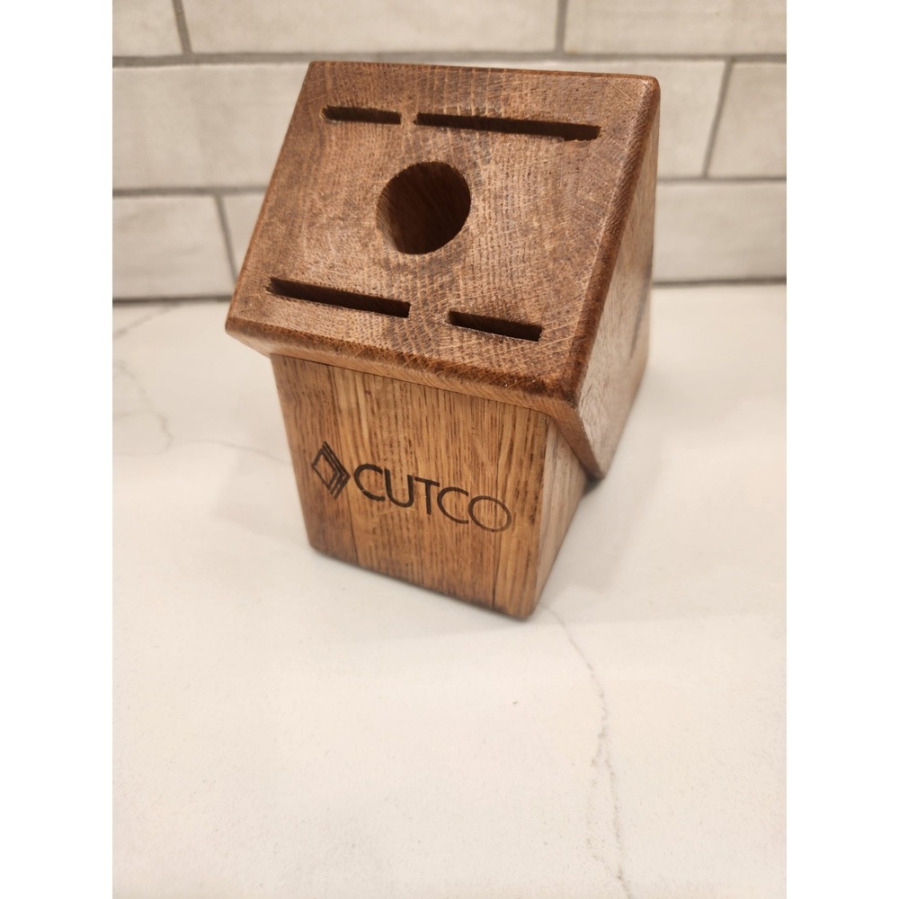 Cutco 5 Slot‎ Knife Block Wood Oak - Made in the USA Used. Block Only
